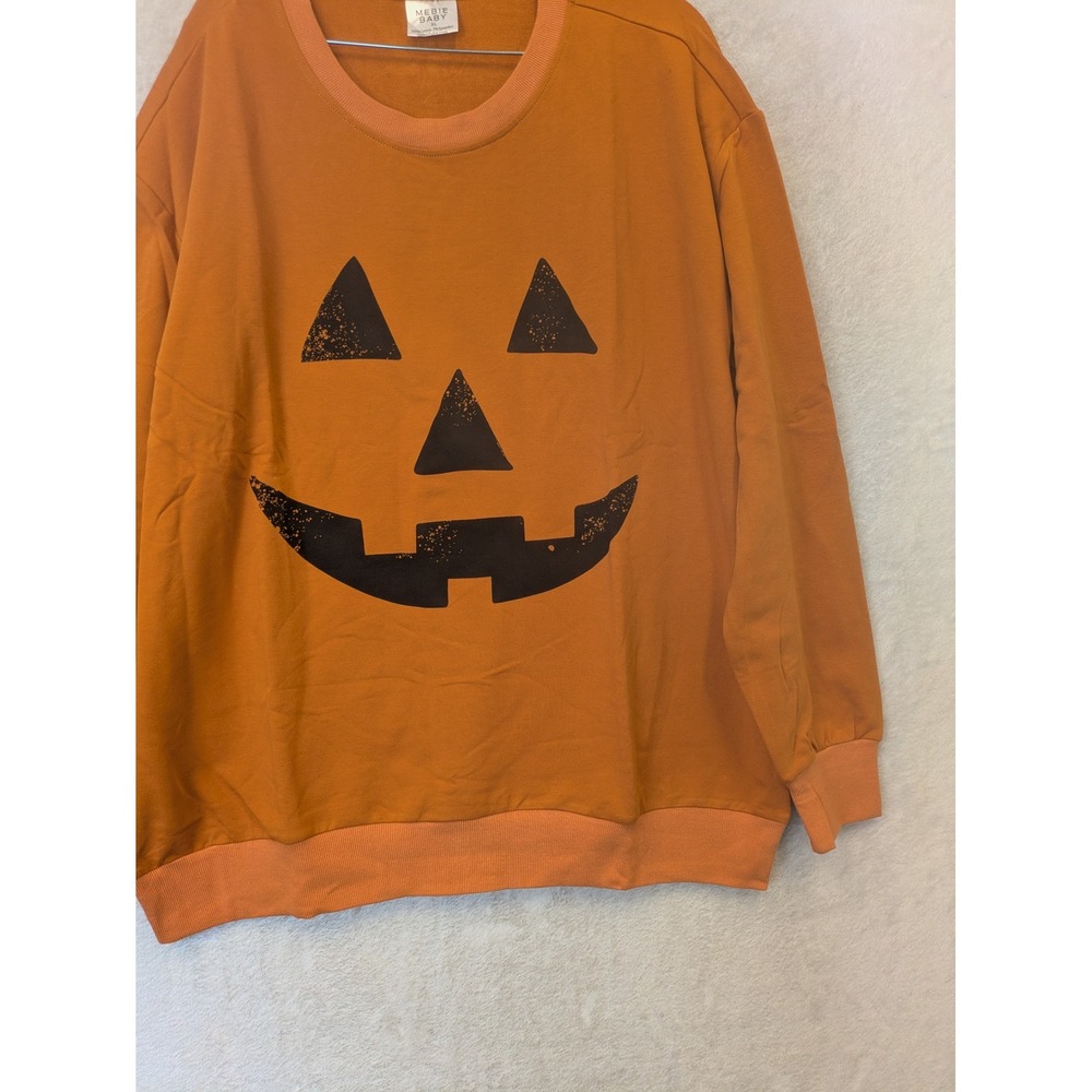 NEW Mebie Baby Sweatshirt Women's XL Orange Jack-o-lantern Oversized Spandex - Picture 5 of 7